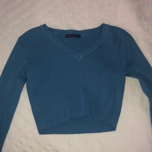 brandy cropped blue sweater